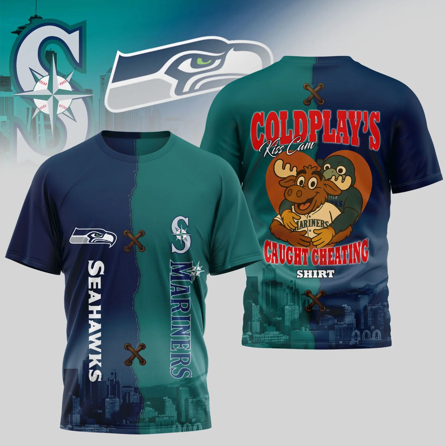 Seattle Seahawks – Seattle Mariners | Kiss Cam Caught Cheating 3D Shirt TD – HuddleStyle.com - Image 4