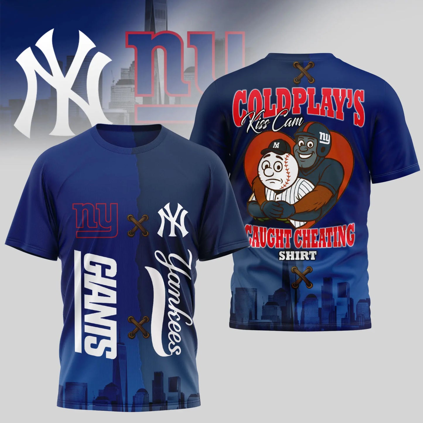 New York Giants – New York Yankees | Kiss Cam Caught Cheating 3D Shirt TD – HuddleStyle.com - Image 4