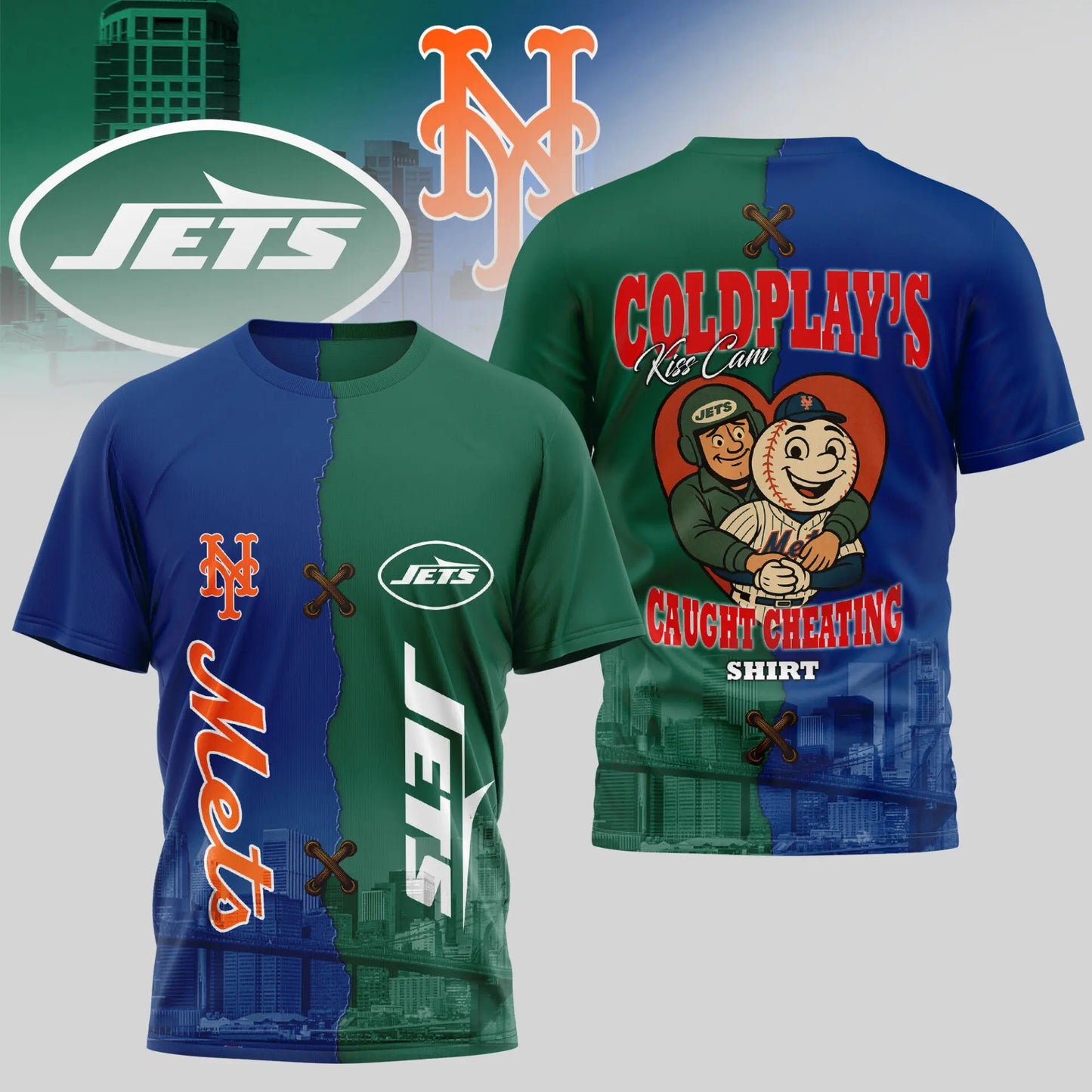 New York Jets – New York Mets | Kiss Cam Caught Cheating 3D Shirt TD – HuddleStyle.com - Image 4