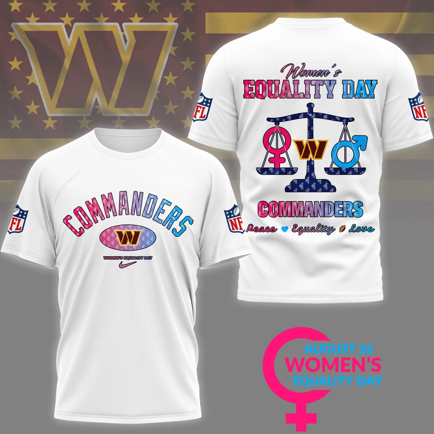 Washington Commanders | Premium Women’s Equality Day 3D Shirt NY – HuddleStyle.com - Image 5