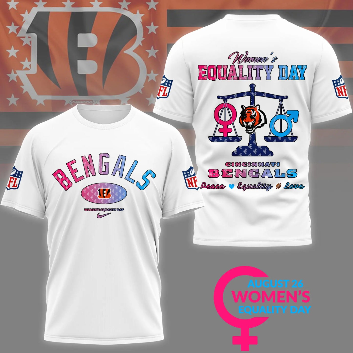 Cincinnati Bengals | Premium Women’s Equality Day 3D Shirt NY – HuddleStyle.com - Image 5