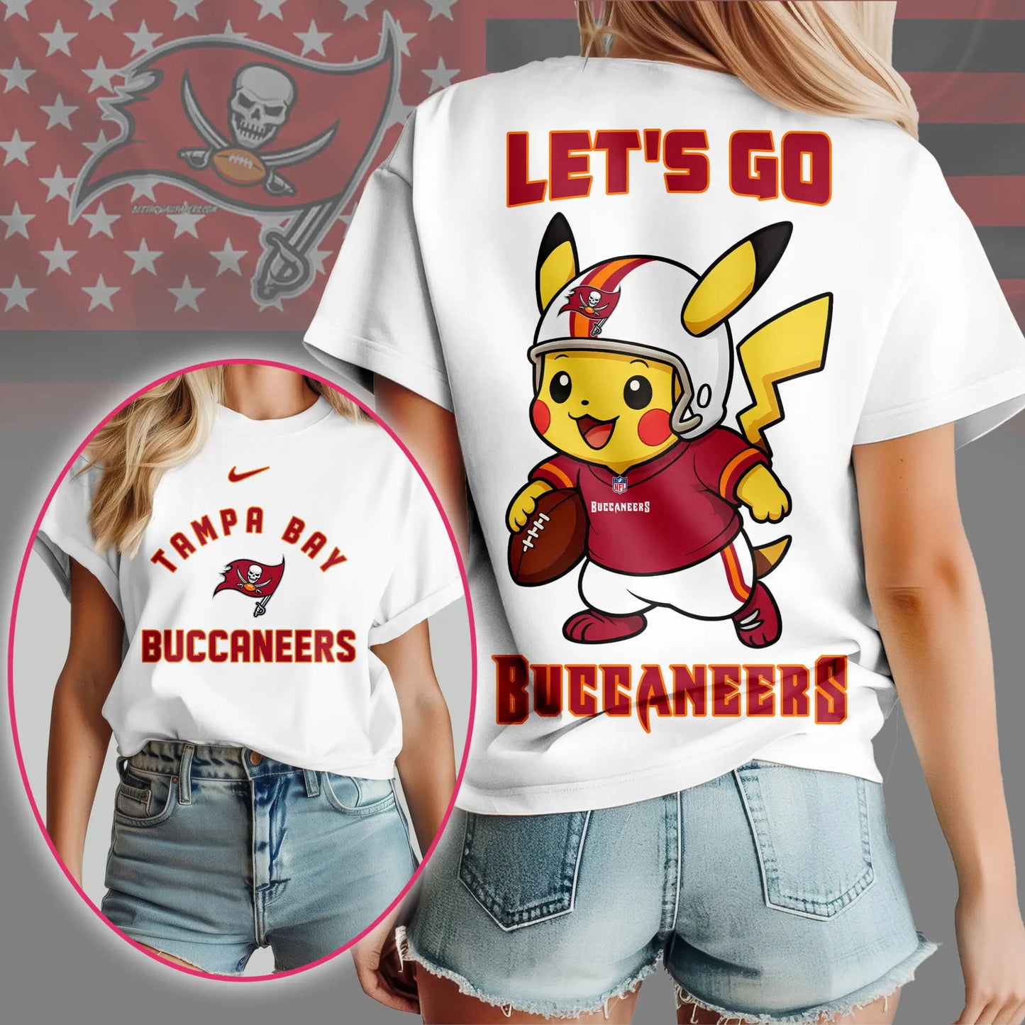 Tampa Bay Buccaneers | Premium NFL Pokemon Fan 3D Shirt NY – HuddleStyle.com - Image 3
