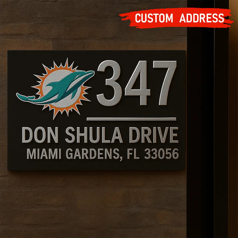 Miami Dolphins | Premium NFL Address Sign HI – HuddleStyle.com - Image 3