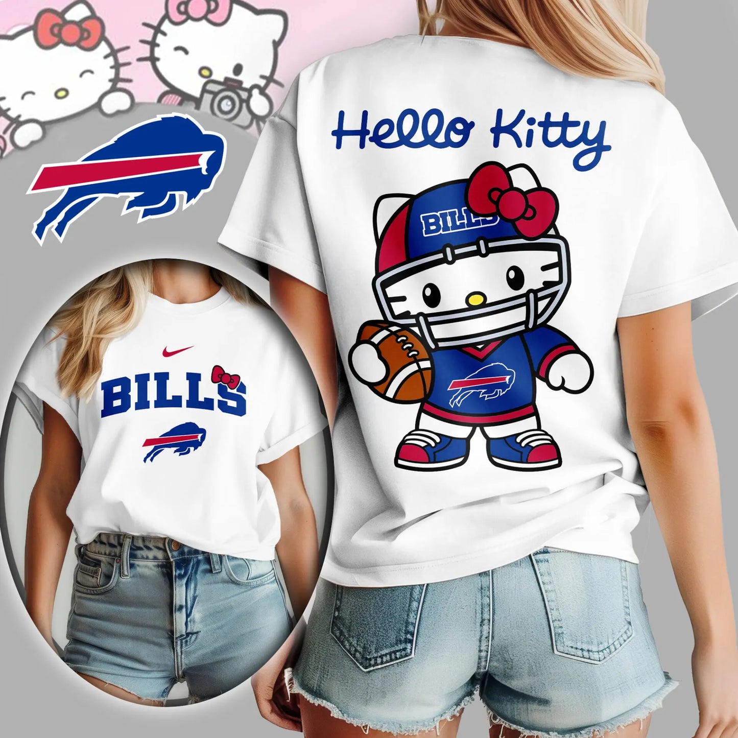 Buffalo Bills | Premium NFL Hello Kitty 3D Shirt TD – HuddleStyle.com - Image 4