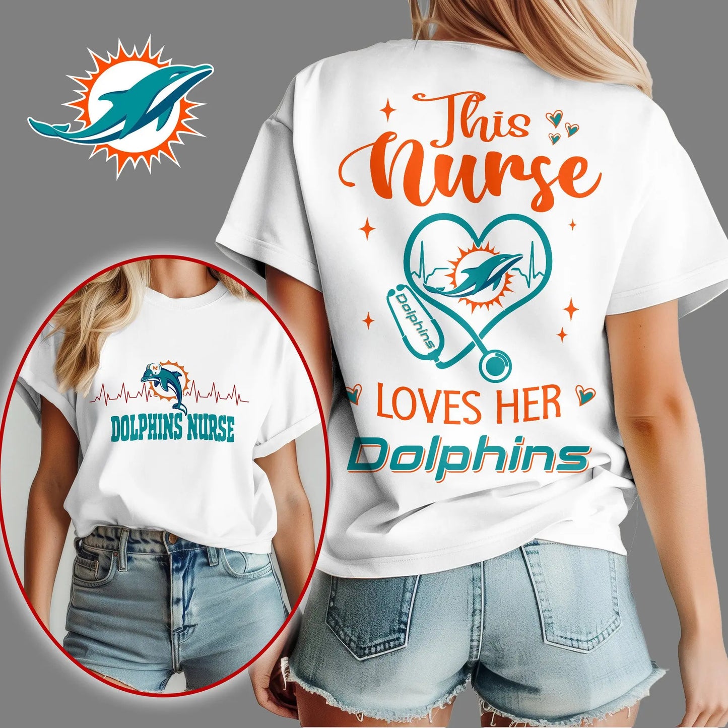 Miami Dolphins | Premium Nurse Appreciation Month Women’s Shirt NY – HuddleStyle.com - Image 3