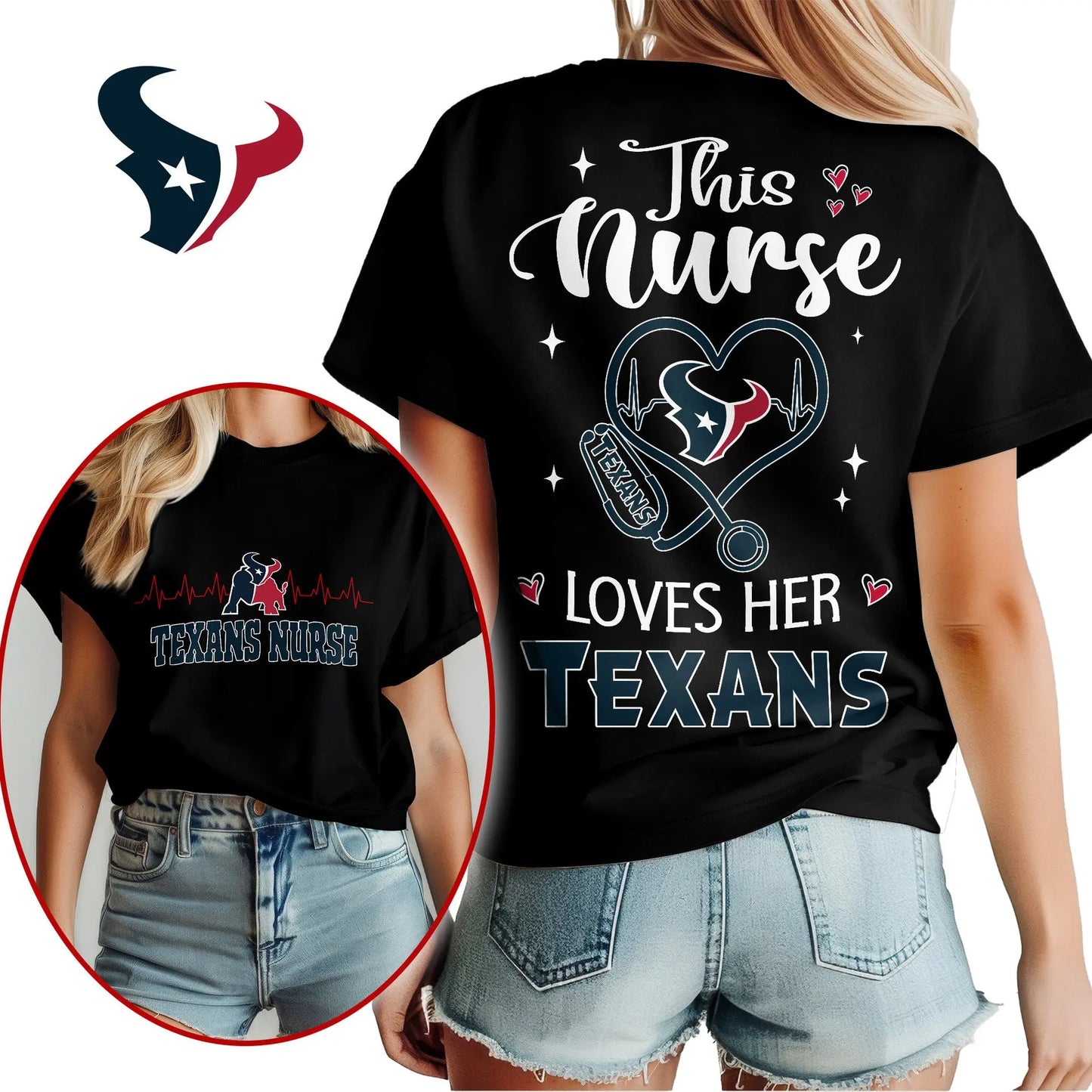 Houston Texans | Premium Nurse Appreciation Month Women’s Shirt NY – HuddleStyle.com - Image 3