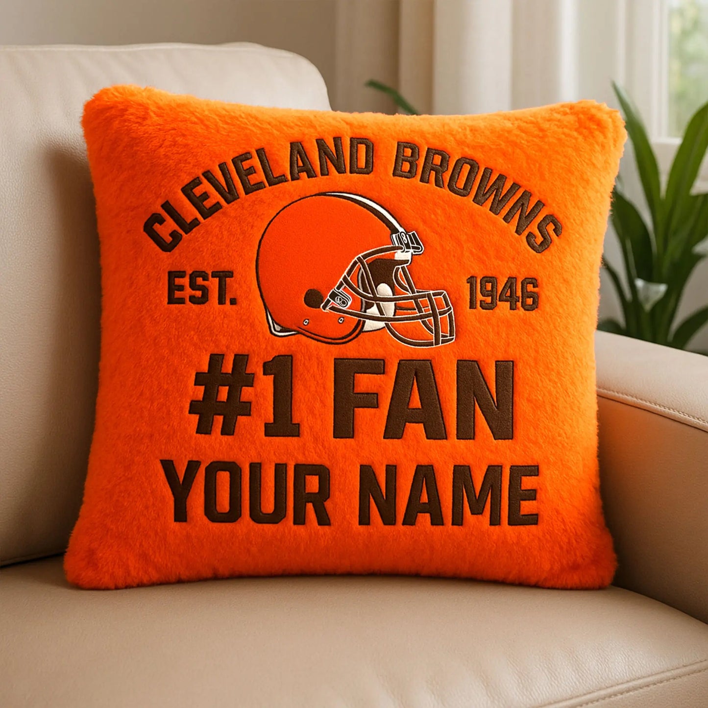 Cleveland Browns | Premium Custom Decorative Pillow TD – HuddleStyle.com - Image 3