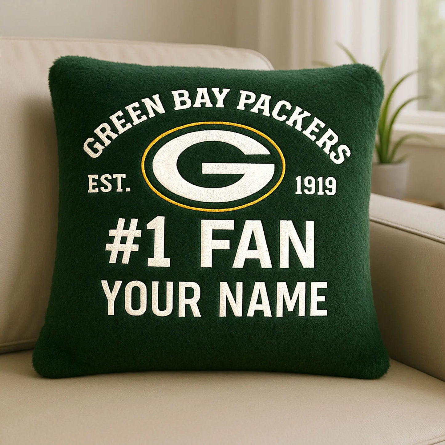 Green Bay Packers | Premium Custom Decorative Pillow TD – HuddleStyle.com - Image 2