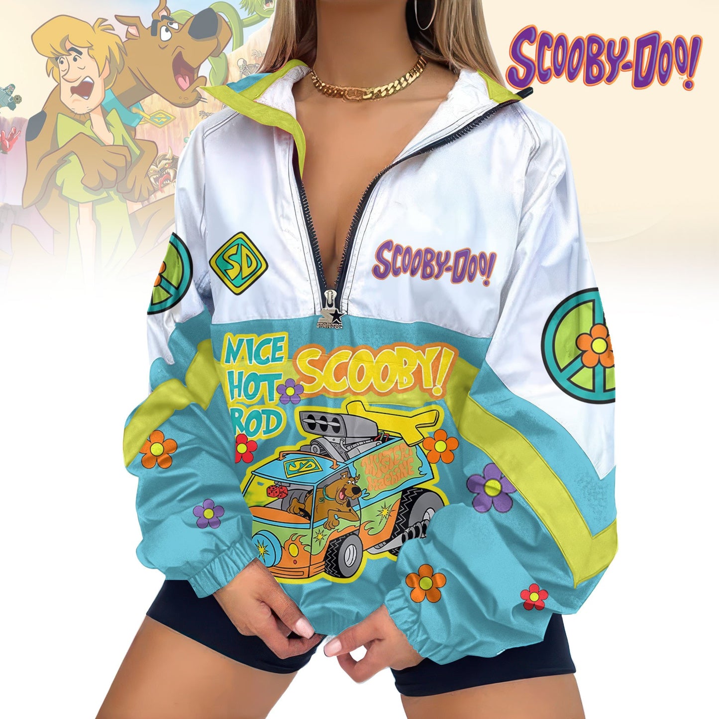 Premium SCBD Women's Printed V-Neck Zipper Sweatshirt Jackets TD