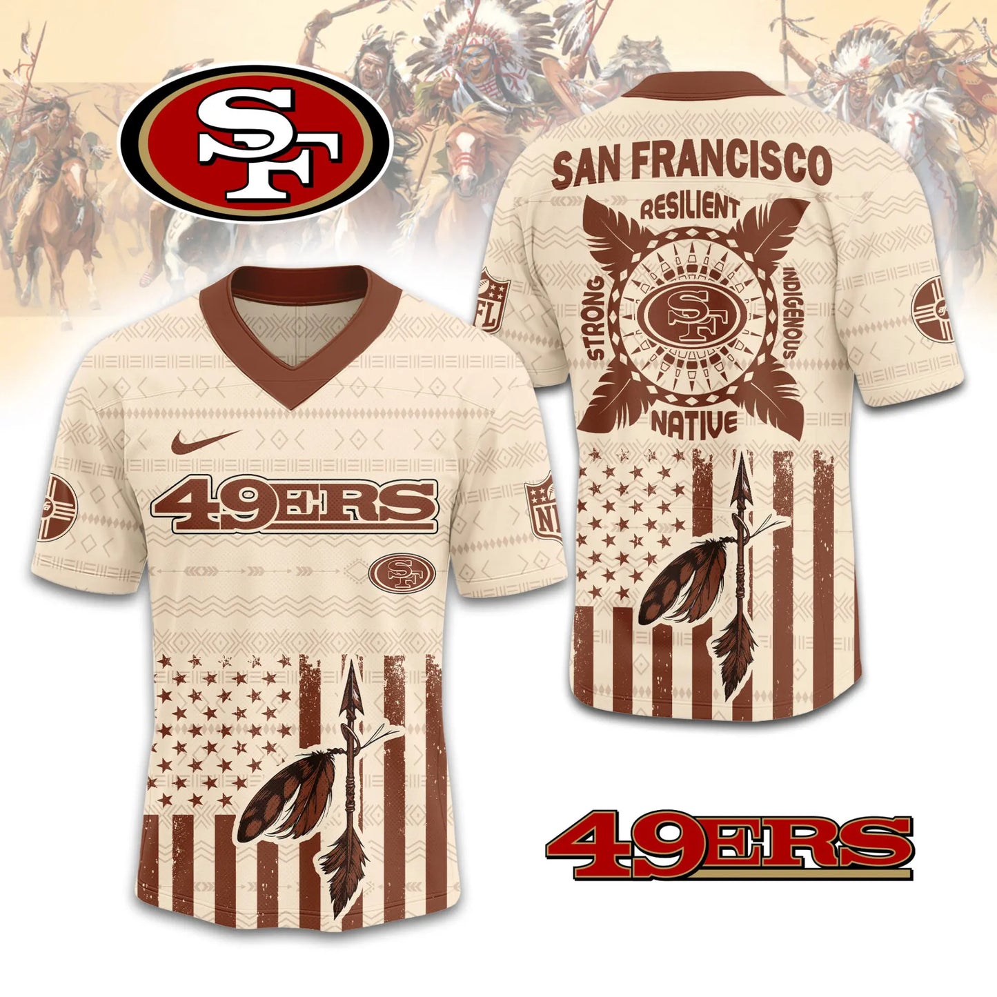 San Francisco 49ers | Premium Native American Jersey TD – HuddleStyle.com - Main