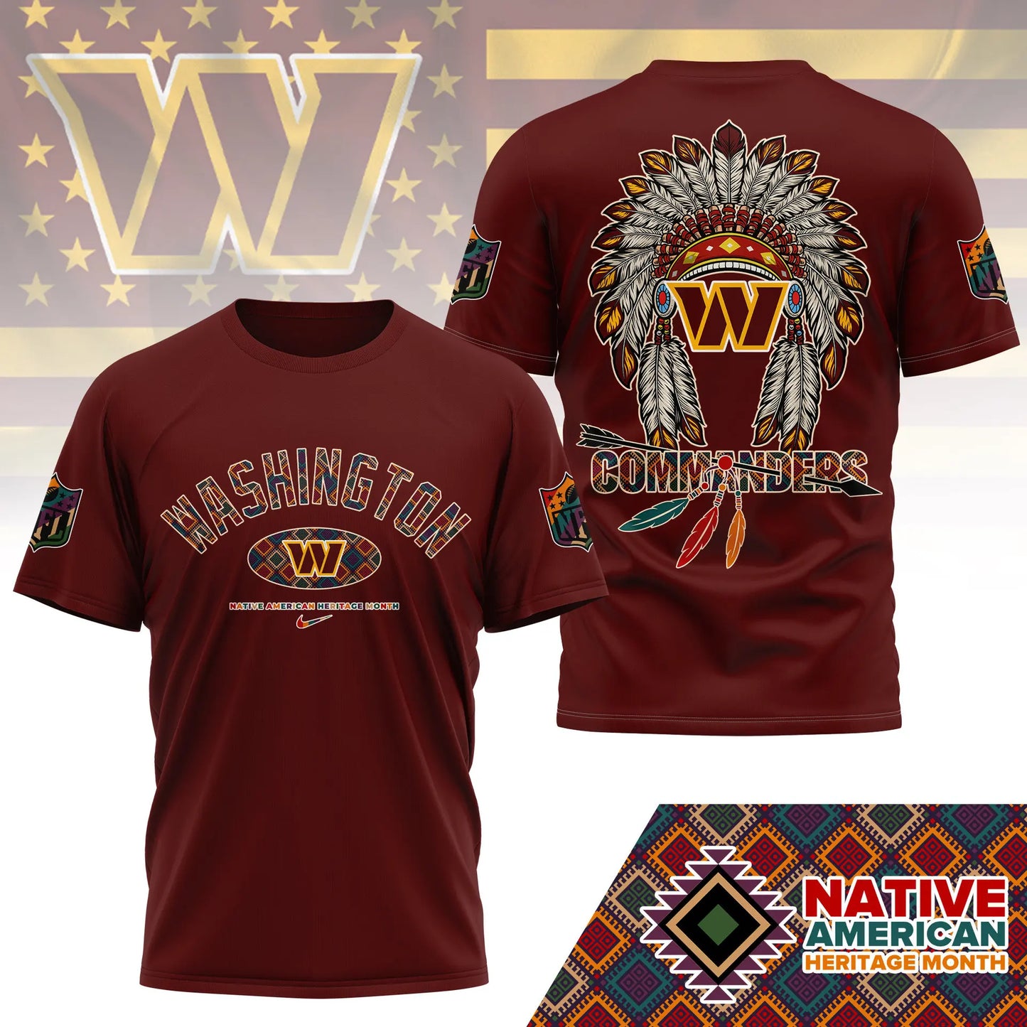 Washington Commanders |Premium Native American Heritage Month 3D Shirt NY – HuddleStyle.com - Image 5