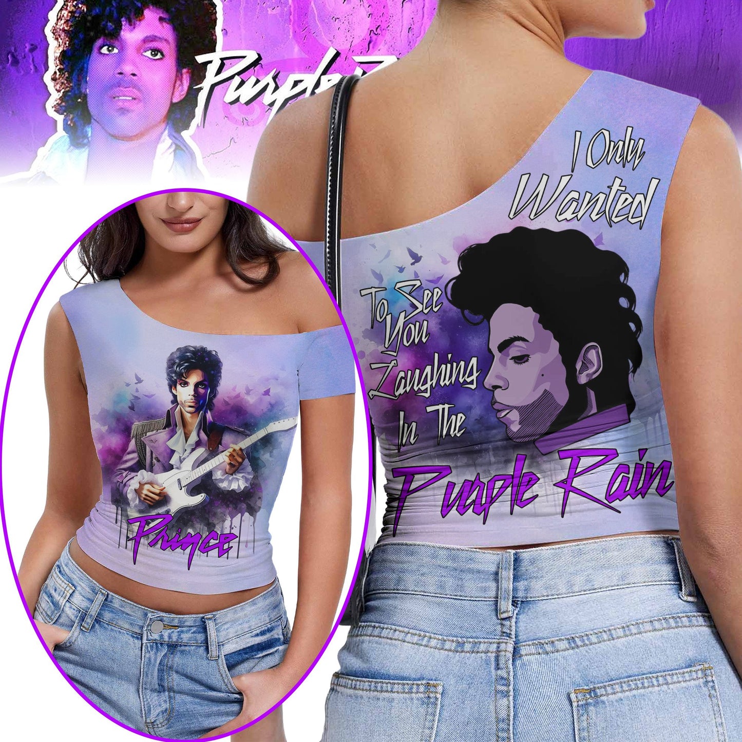 Premium PRCE Short Sleeve One Shoulder Top NY