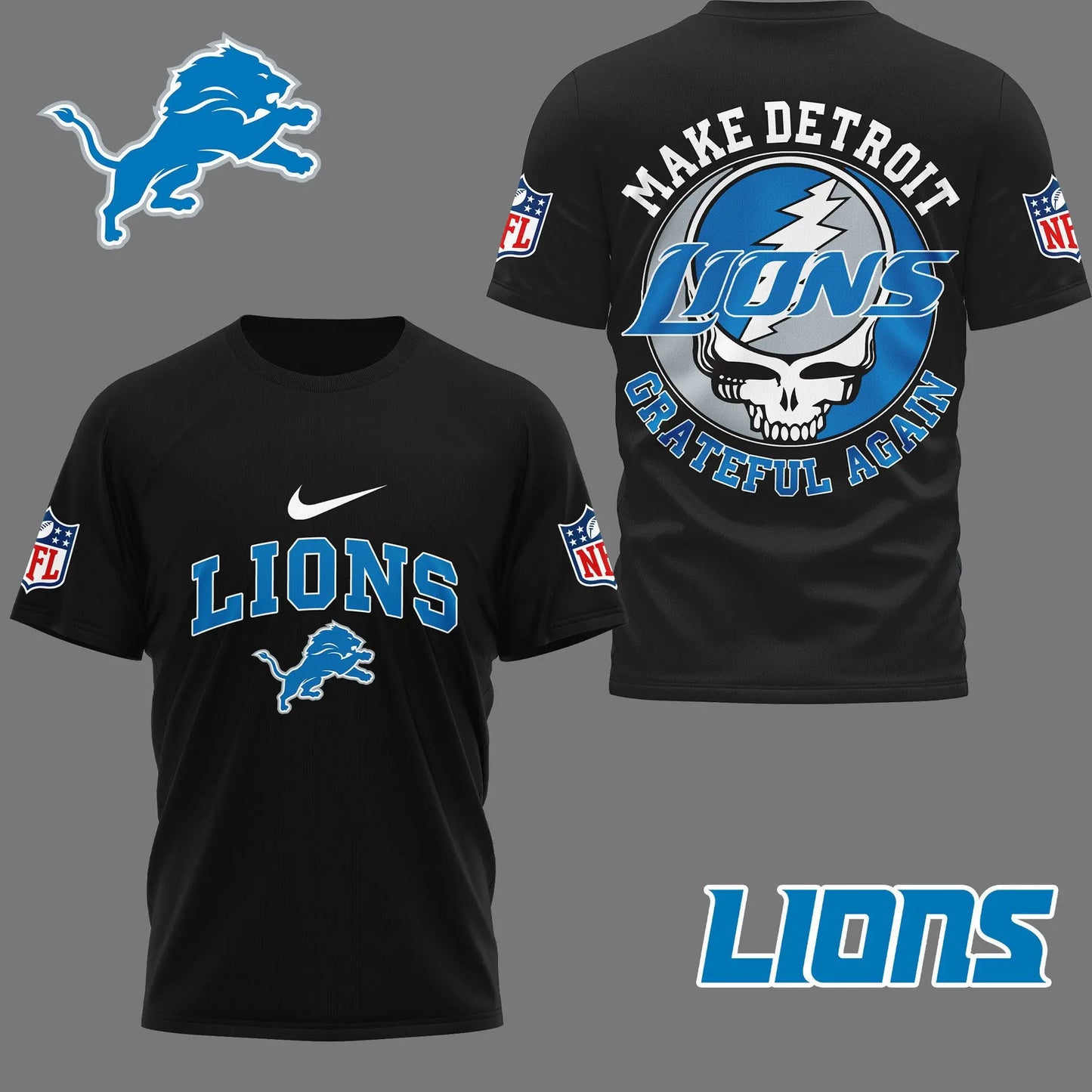 Detroit Lions | Premium Grateful Game Day 3D Shirt NY – HuddleStyle.com - Image 3