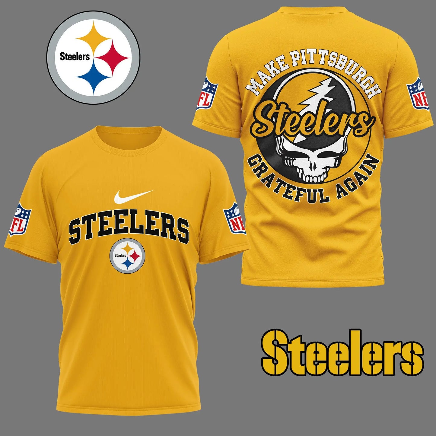 Pittsburgh Steelers | Premium Grateful Game Day 3D Shirt NY – HuddleStyle.com - Image 3