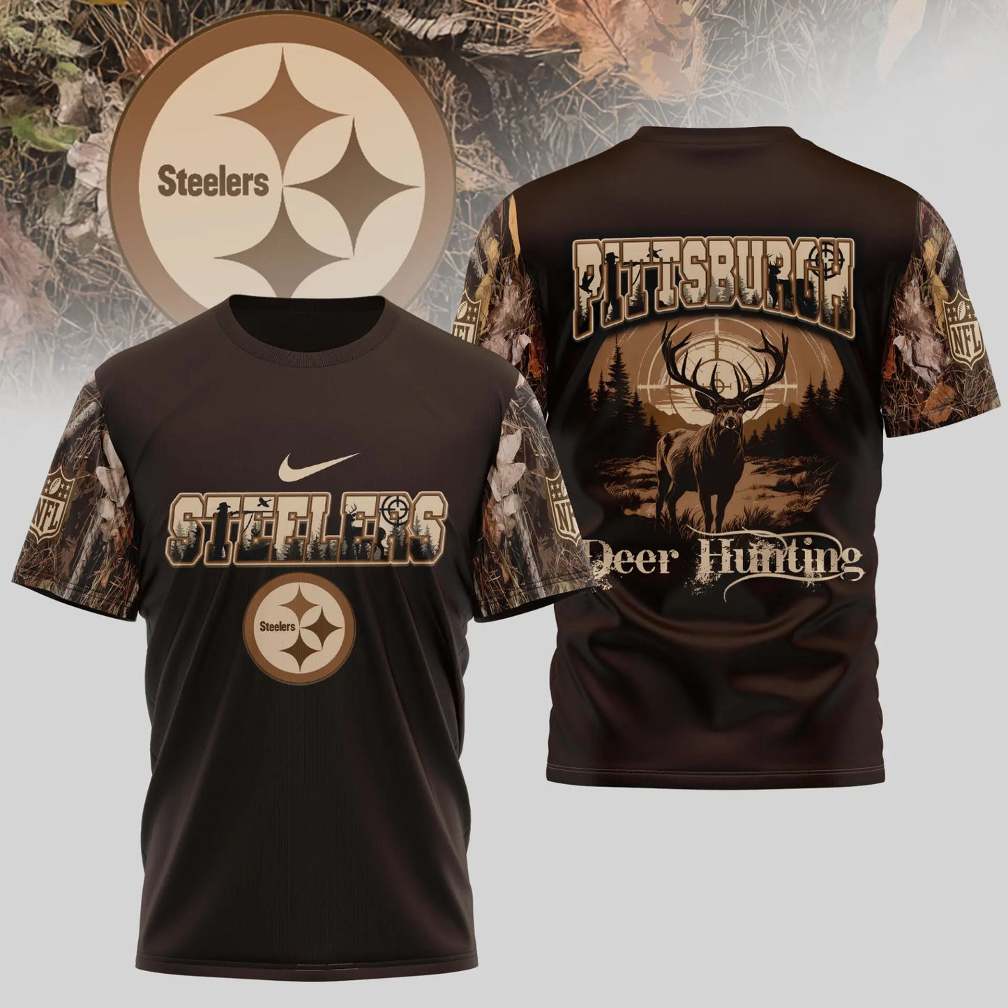 Pittsburgh Steelers | Premium NFL Deer Hunting 3D Shirt TD – HuddleStyle.com - Image 4