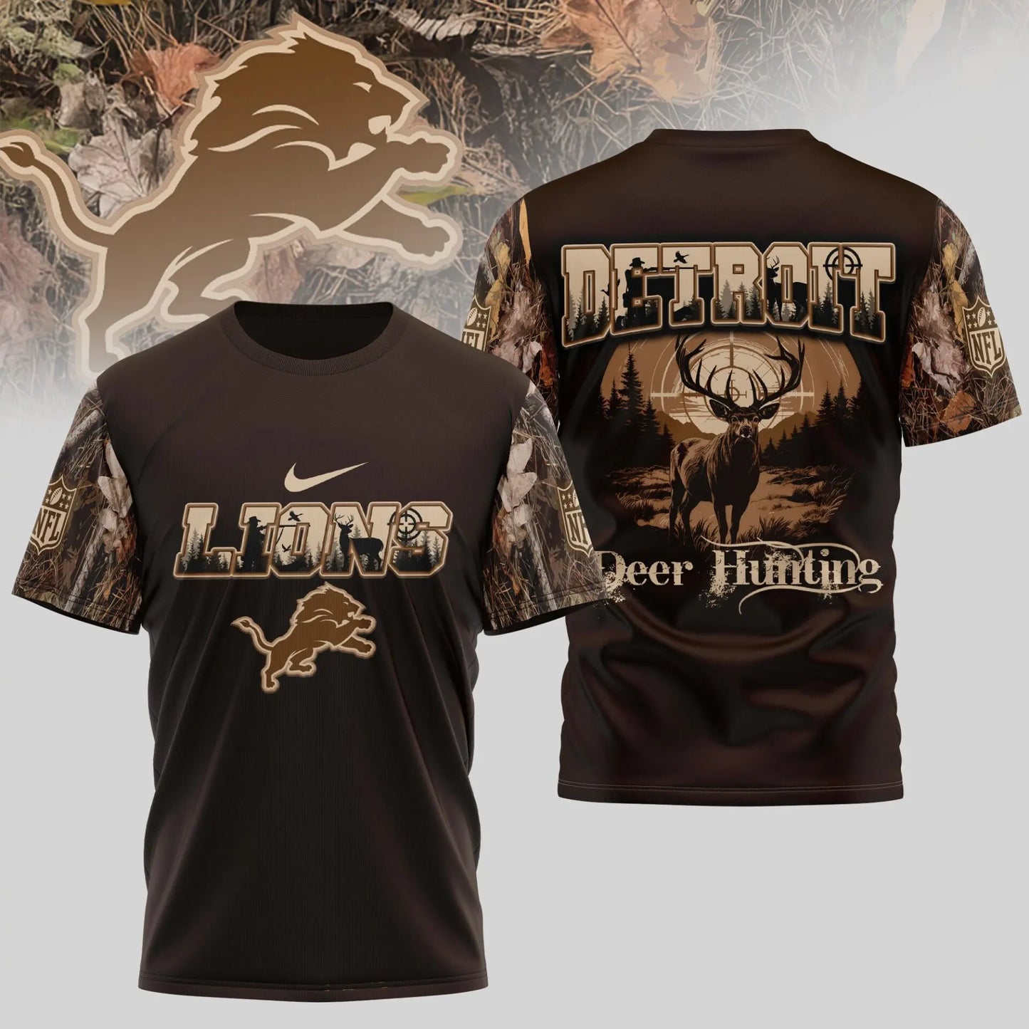 Detroit Lions | Premium NFL Deer Hunting 3D Shirt TD – HuddleStyle.com - Image 4