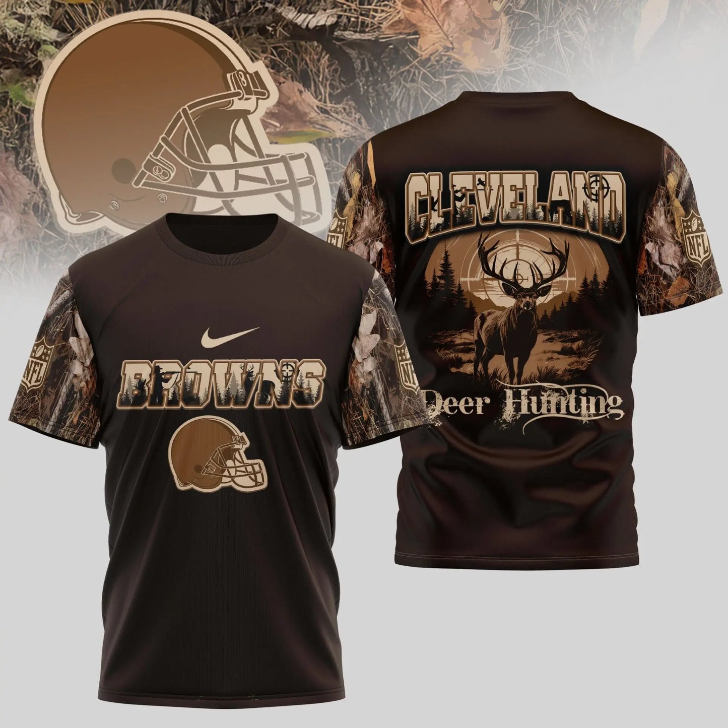 Cleveland Browns | Premium NFL Deer Hunting 3D Shirt TD – HuddleStyle.com - Image 4