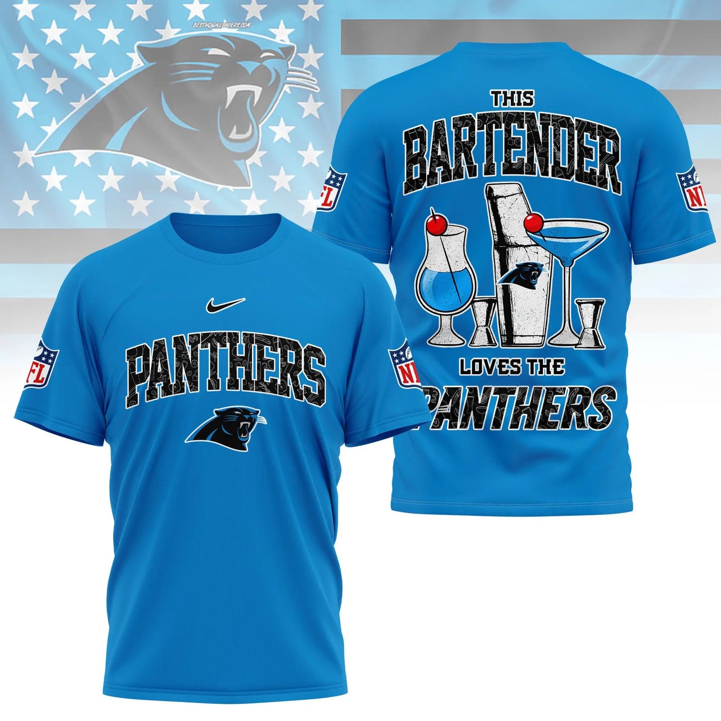 Carolina Panthers | Premium NFL Bartender Fan 3D Shirt NY – HuddleStyle.com - Image 5