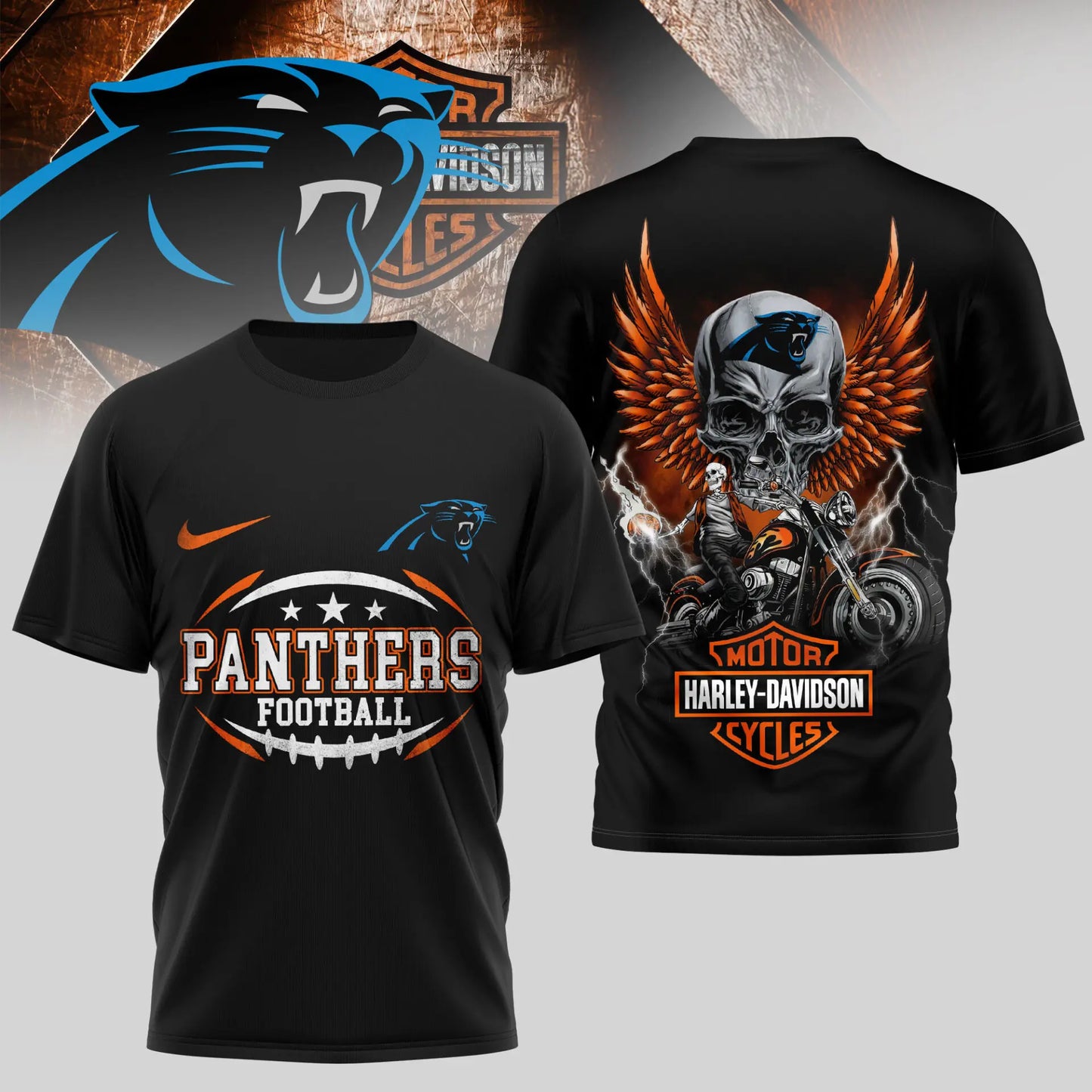 Carolina Panthers | Premium NFL Harley Davidson 3D Shirt TD – HuddleStyle.com - Image 4