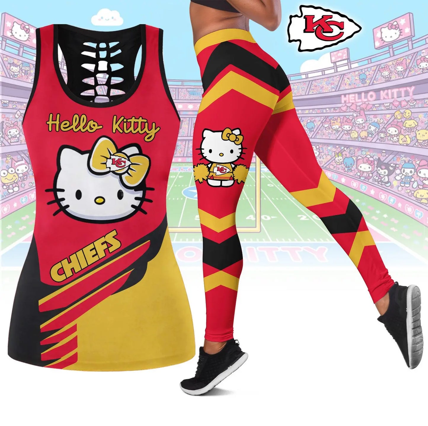 Kansas City Chiefs | Premium NFL Hello Kitty Combo Leggings And Tanktop TD – HuddleStyle.com - Image 4