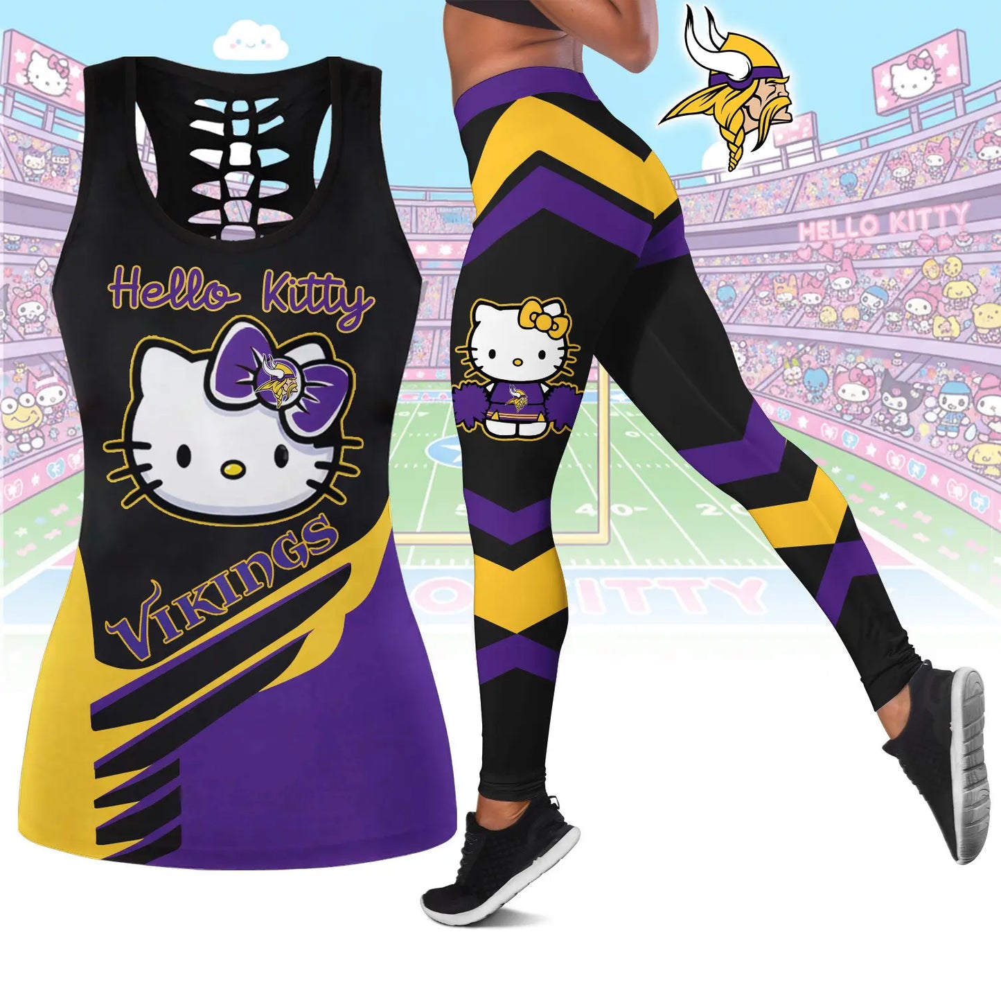Minnesota Vikings | Premium NFL Hello Kitty Combo Leggings And Tanktop TD – HuddleStyle.com - Image 4