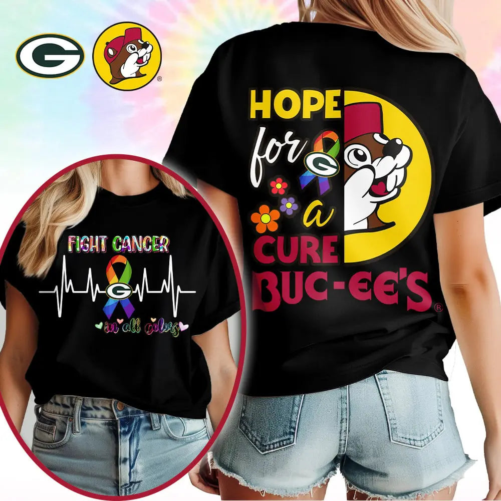 Green Bay Packers | Premium NFL Buc-ee Cancer Awareness Woman Shirt – HuddleStyle.com - Image 3
