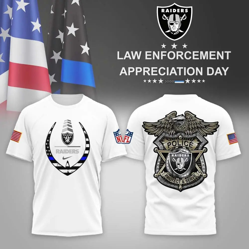 Las Vegas Raiders | Premium NFL Law Enforcement Appreciation Day 3D Shirt MM – HuddleStyle.com - Image 2