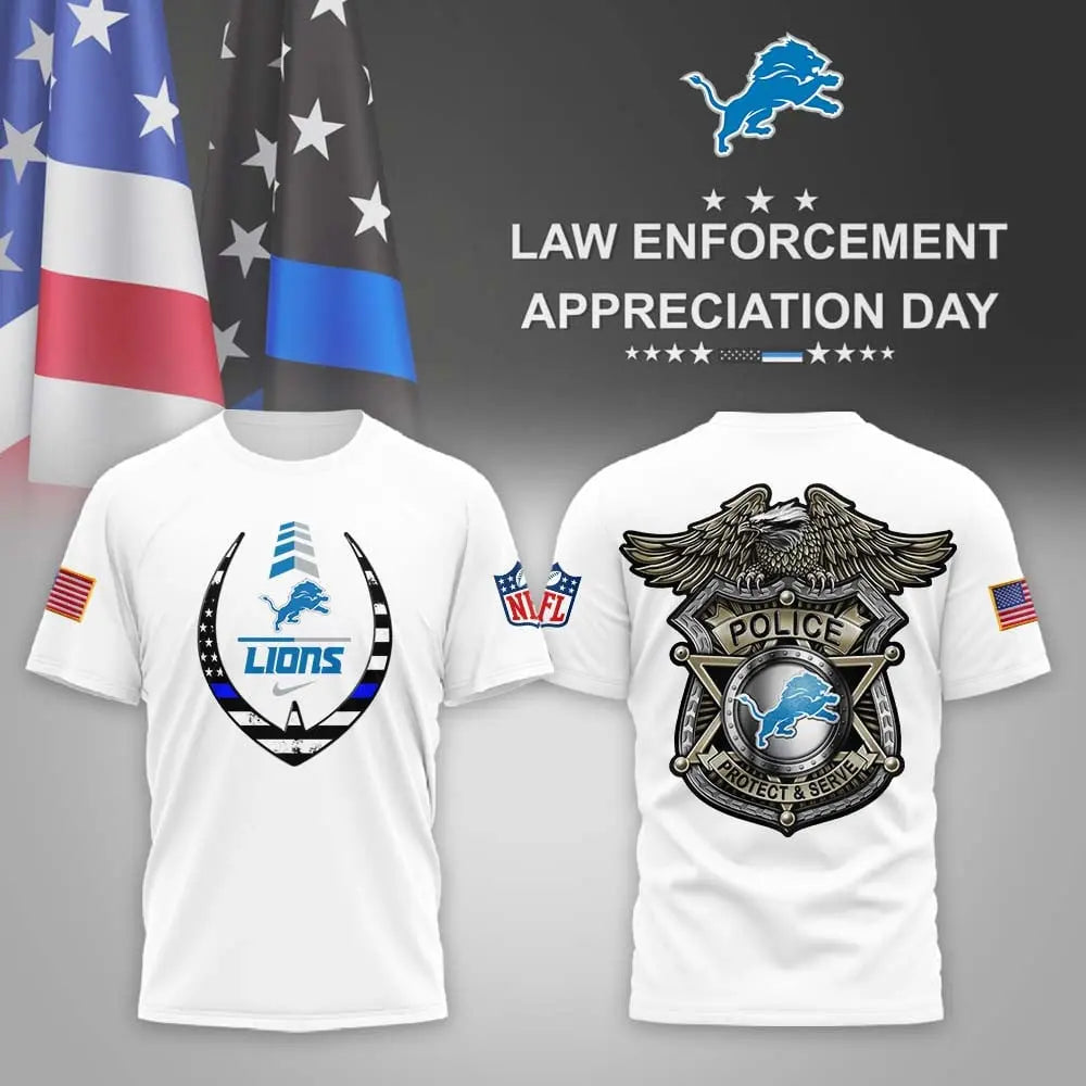 Detroit Lions | Premium NFL Law Enforcement Appreciation Day 3D Shirt MM – HuddleStyle.com - Image 2