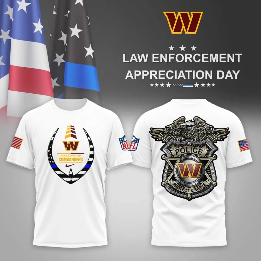 Washington Commanders | Premium NFL Law Enforcement Appreciation Day 3D Shirt MM – HuddleStyle.com - Image 2