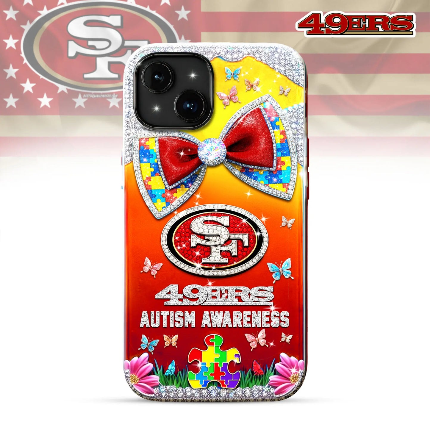 San Francisco 49ers | Premium NFL Autism Awareness Phonecase TD – HuddleStyle.com - Image 2
