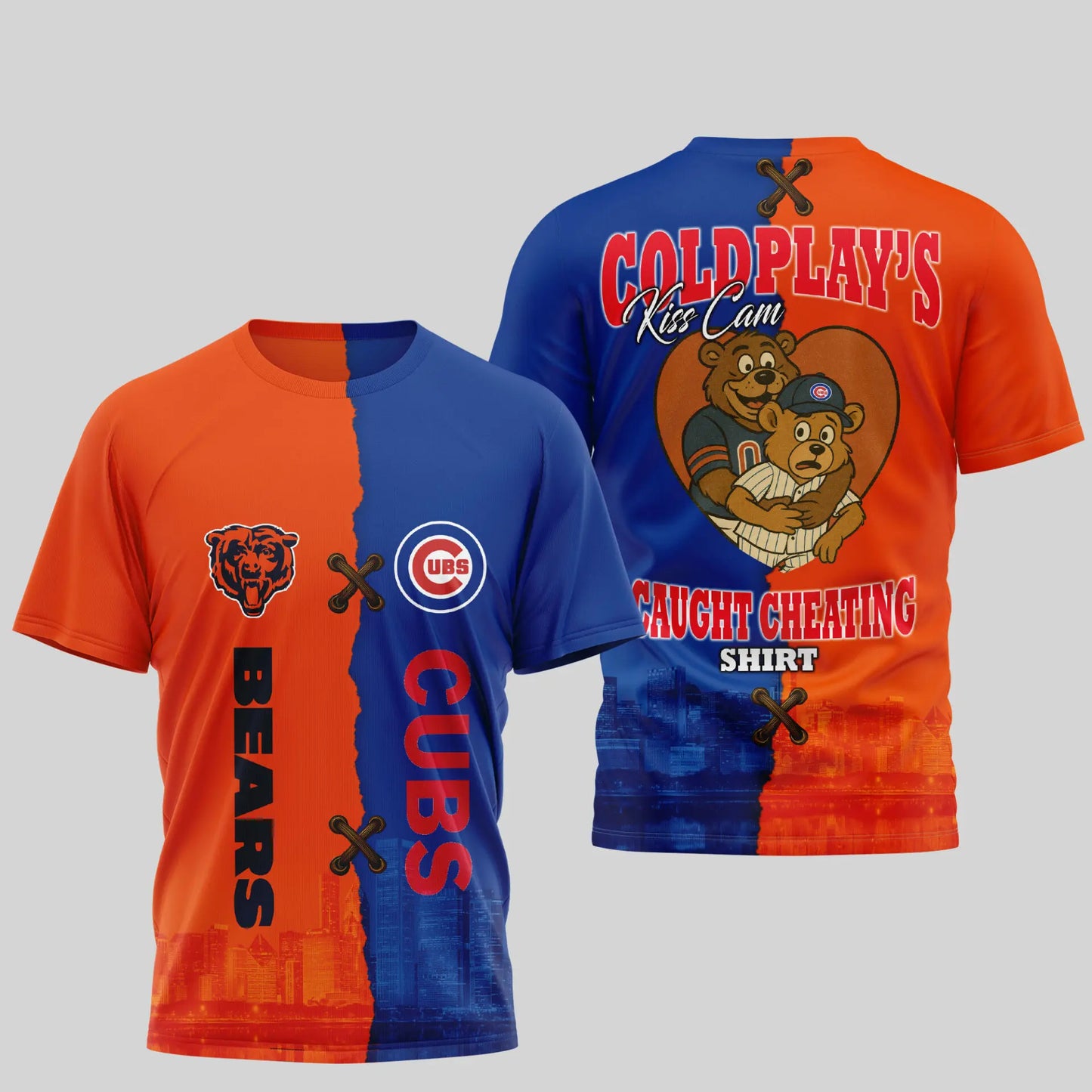 Chicago Bears – Chicago Cubs | Kiss Cam Caught Cheating 3D Shirt TD – HuddleStyle.com - Image 4