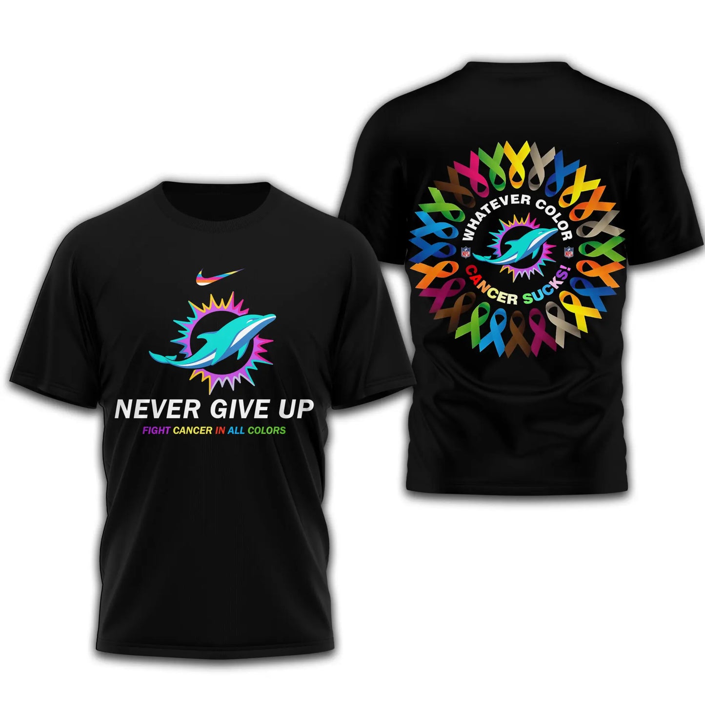 Miami Dolphins | Premium Fight Cancer In All Colors 3D Shirt TD – HuddleStyle.com - Image 4