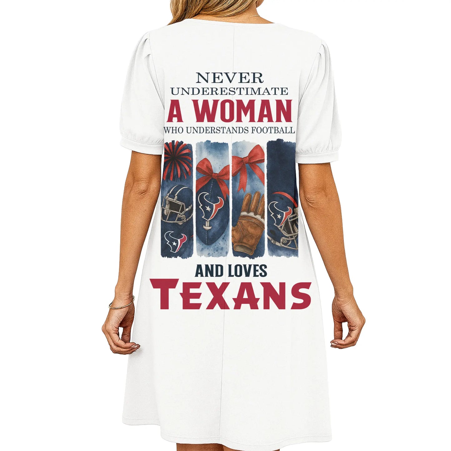 Houston Texans | Premium NFL V-neck Dress HI – HuddleStyle.com - Image 3