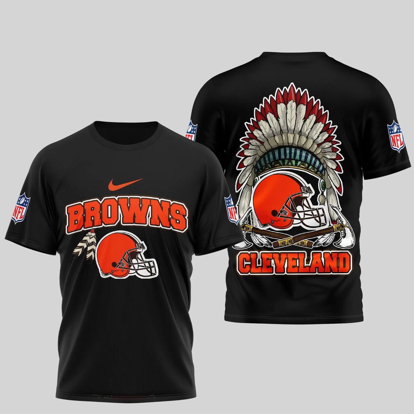 Cleveland Browns | Premium Native American Leather 3D Shirt TD – HuddleStyle.com - Image 3