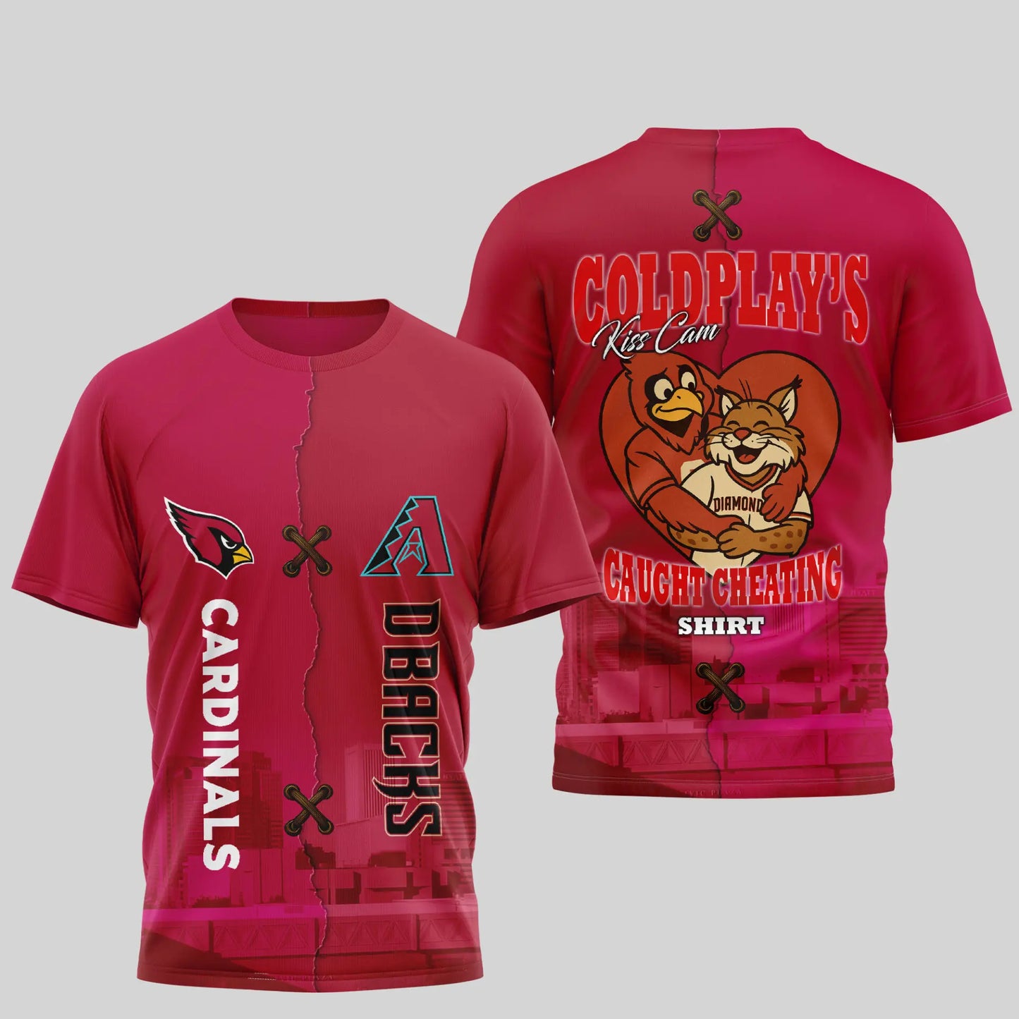 Arizona Cardinals – Arizona Diamondbacks | Kiss Cam Caught Cheating 3D Shirt TD – HuddleStyle.com - Image 4