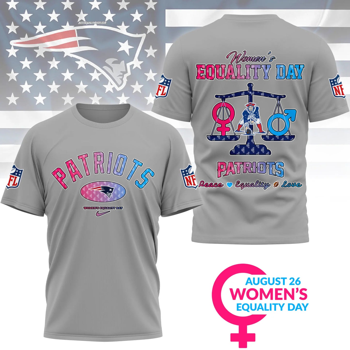 New England Patriots | Premium Women’s Equality Day 3D Shirt NY – HuddleStyle.com - Image 5