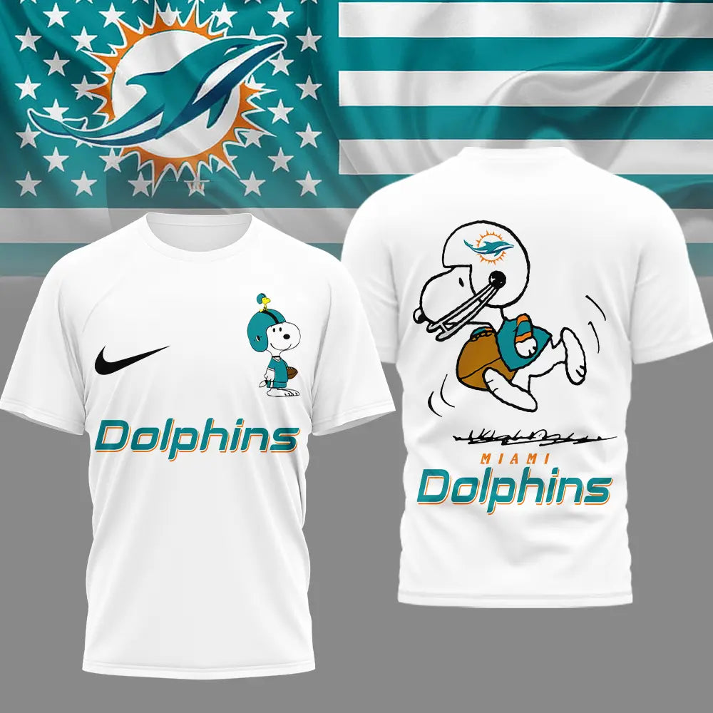 Miami Dolphins | Premium NFL x Peanuts 3D Shirt HI – HuddleStyle.com - Image 2