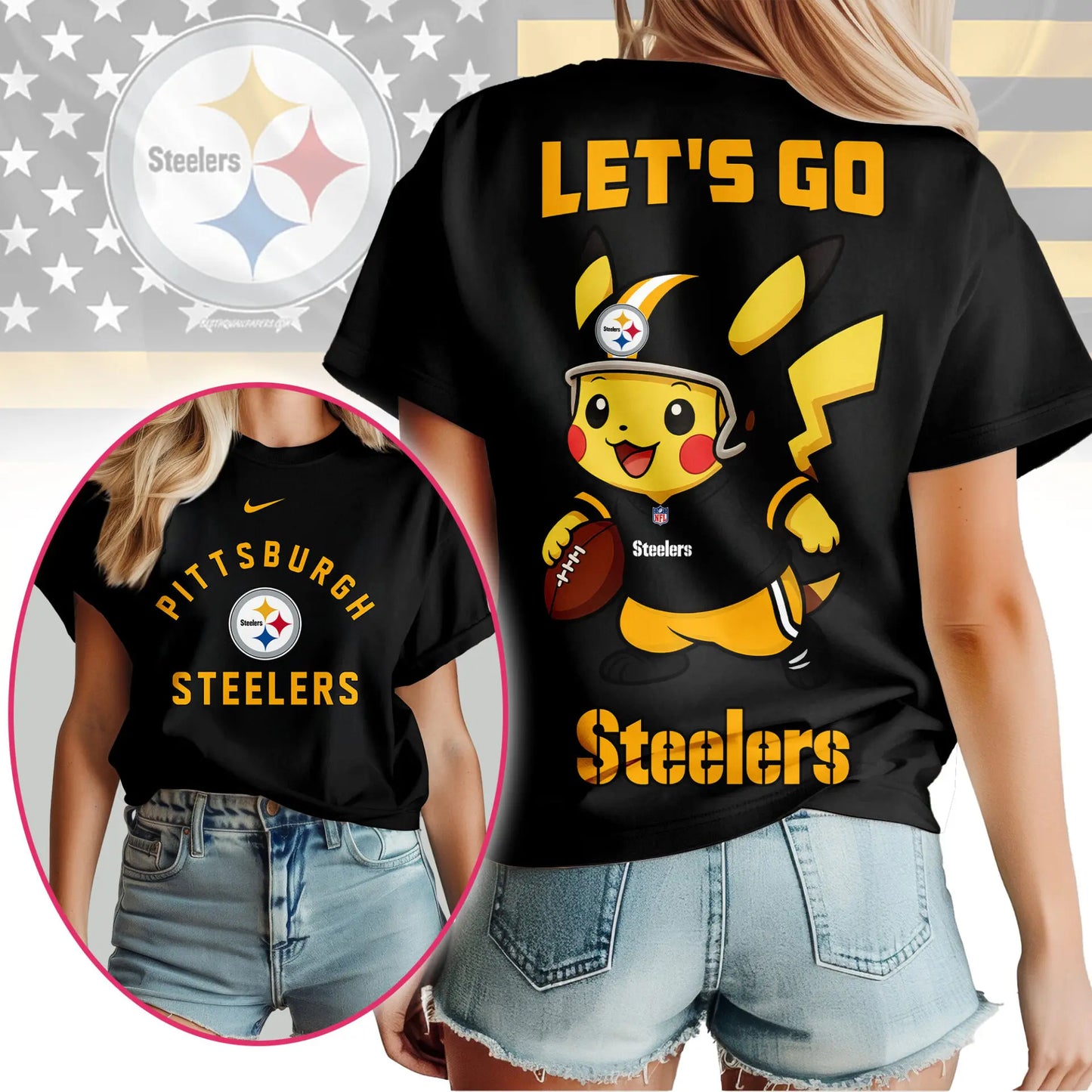 Pittsburgh Steelers | Premium NFL Pokemon Fan 3D Shirt NY – HuddleStyle.com - Image 3