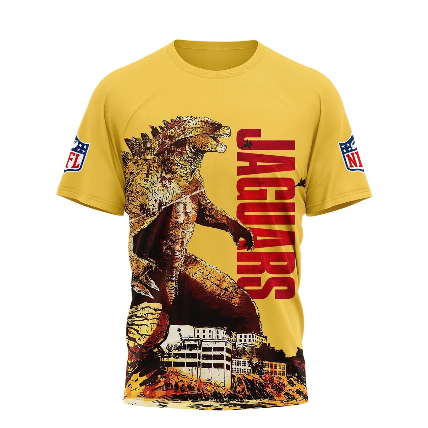 Jacksonville Jaguars | Premium NFL Godzilla King of the Monsters 3D Shirt NY – HuddleStyle.com - Image 3