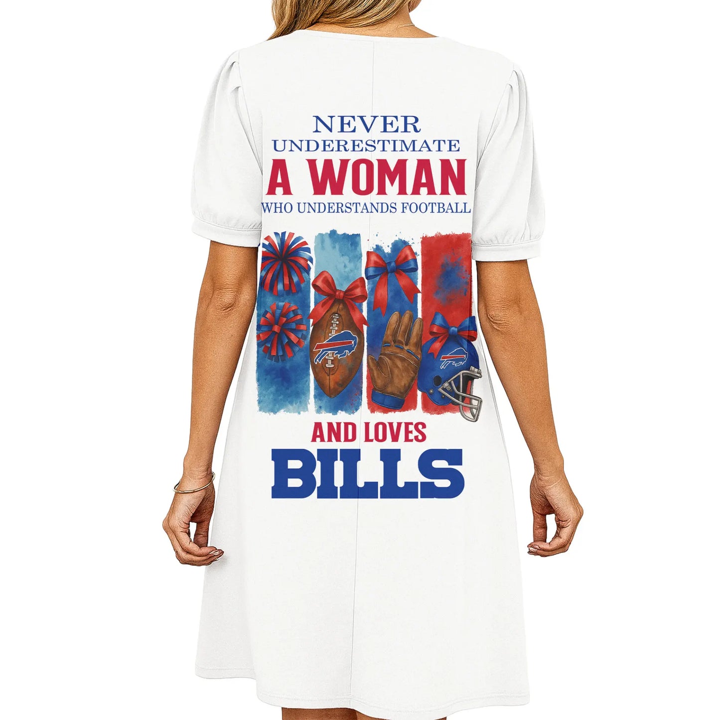 Buffalo Bills | Premium NFL V-neck Dress HI – HuddleStyle.com - Image 3
