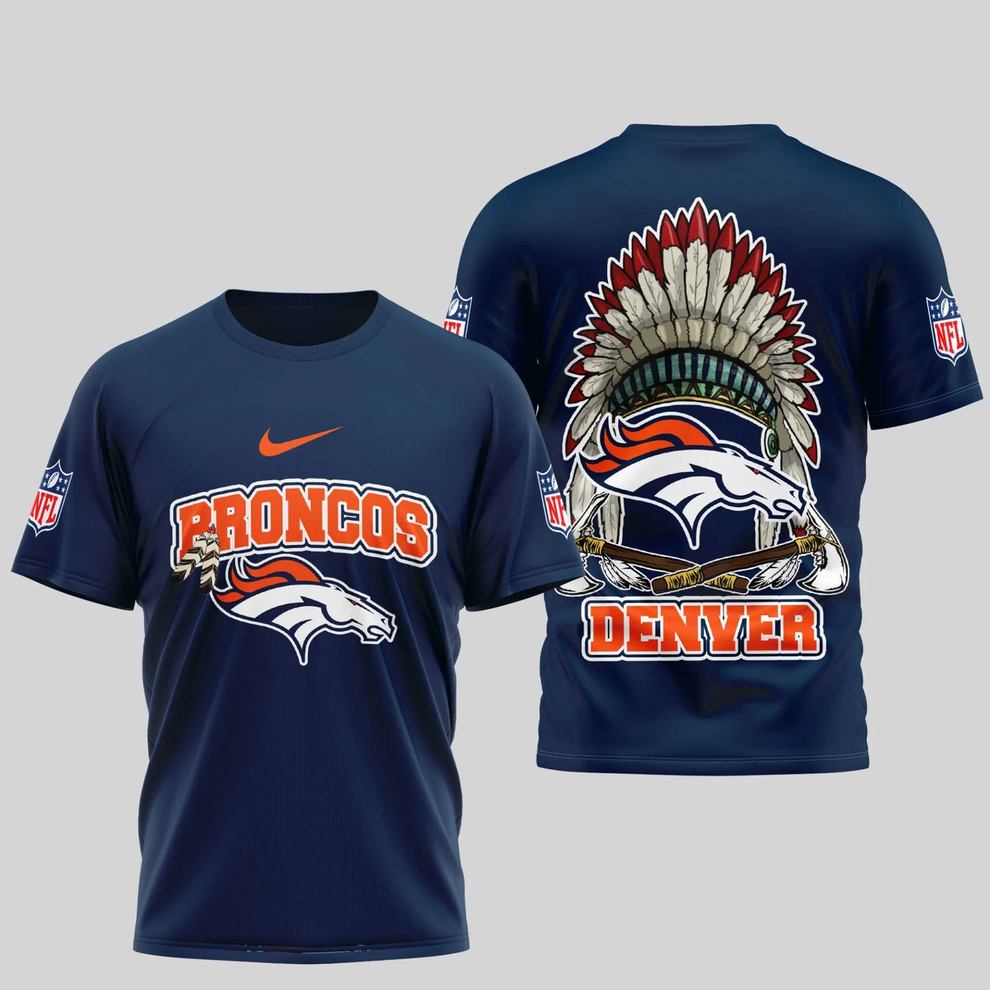 Denver Broncos | Premium Native American Leather 3D Shirt TD – HuddleStyle.com - Image 3