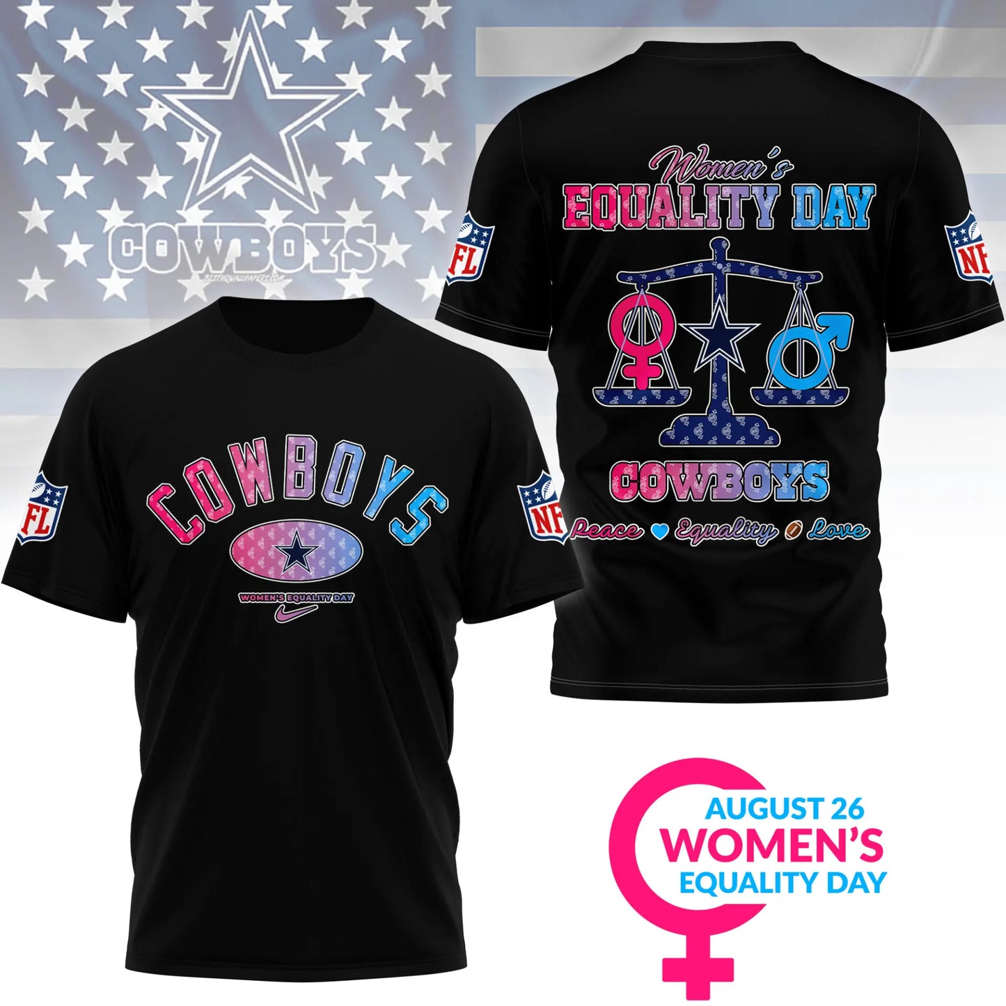 Dallas Cowboys | Premium Women’s Equality Day 3D Shirt NY – HuddleStyle.com - Image 5