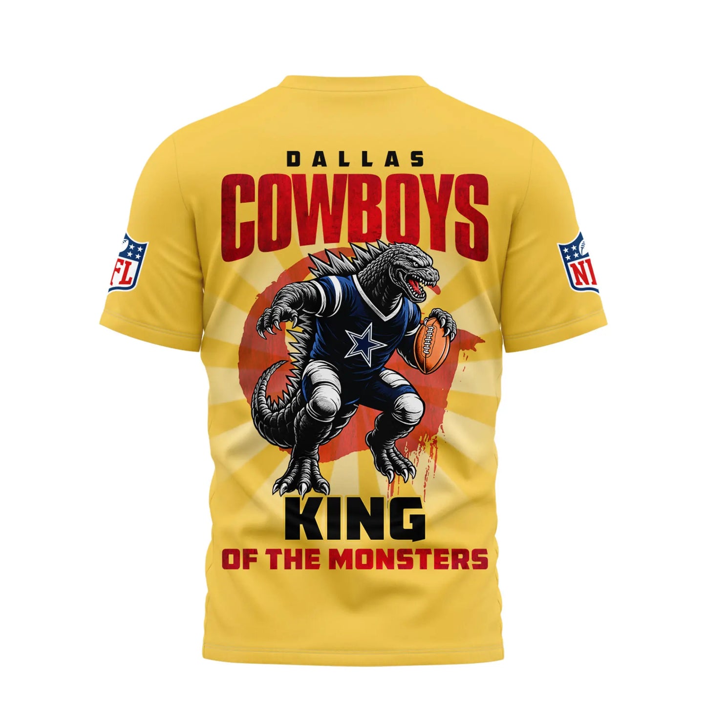 Dallas Cowboys | Premium NFL Godzilla King of the Monsters 3D Shirt NY – HuddleStyle.com - Image 3