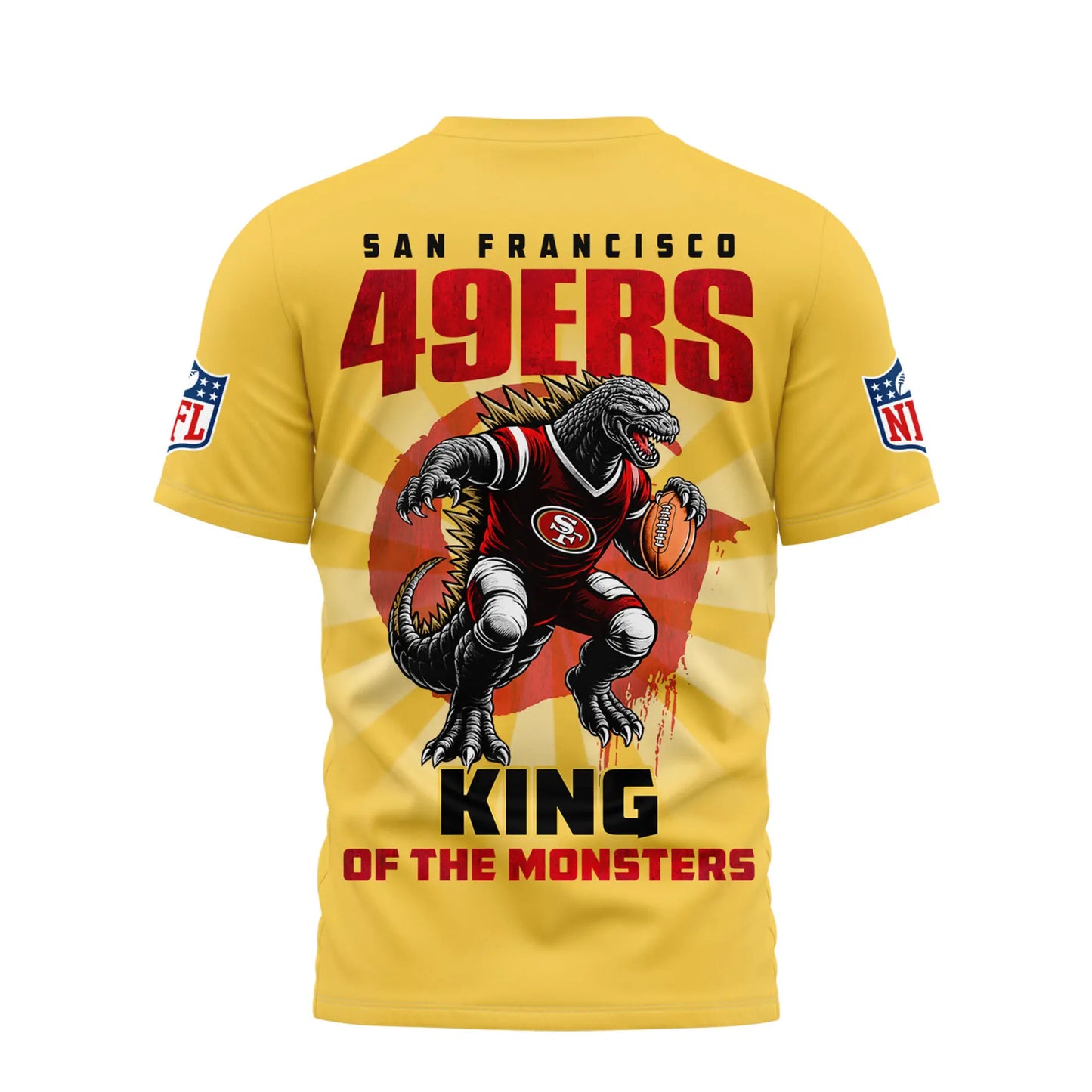 San Francisco 49ers | Premium NFL Godzilla King of the Monsters 3D Shirt NY – HuddleStyle.com - Image 3