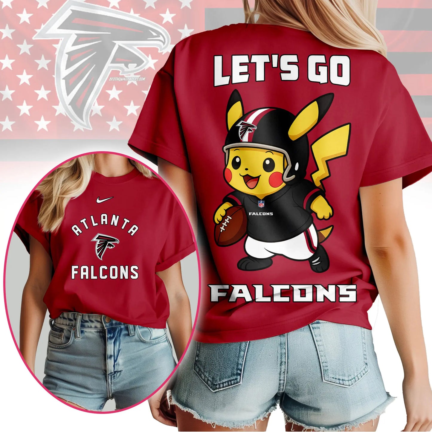 Atlanta Falcons | Premium NFL Pokemon Fan 3D Shirt NY – HuddleStyle.com - Image 3