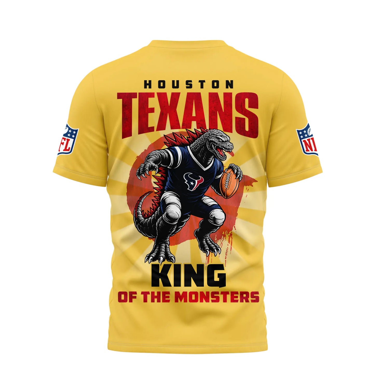 Houston Texans | Premium NFL Godzilla King of the Monsters 3D Shirt NY – HuddleStyle.com - Image 3