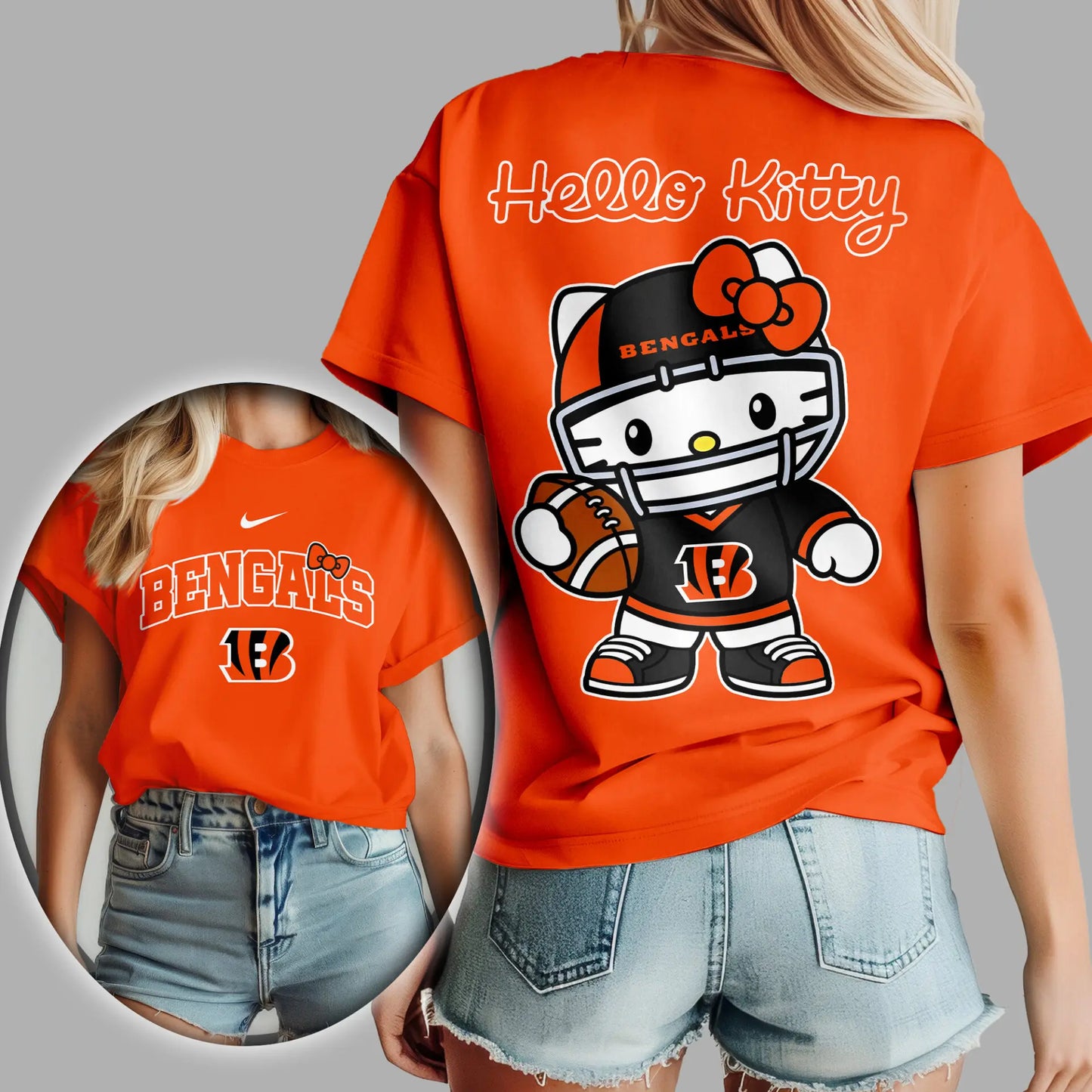 Cincinnati Bengals | Premium NFL Hello Kitty 3D Shirt TD – HuddleStyle.com - Image 3