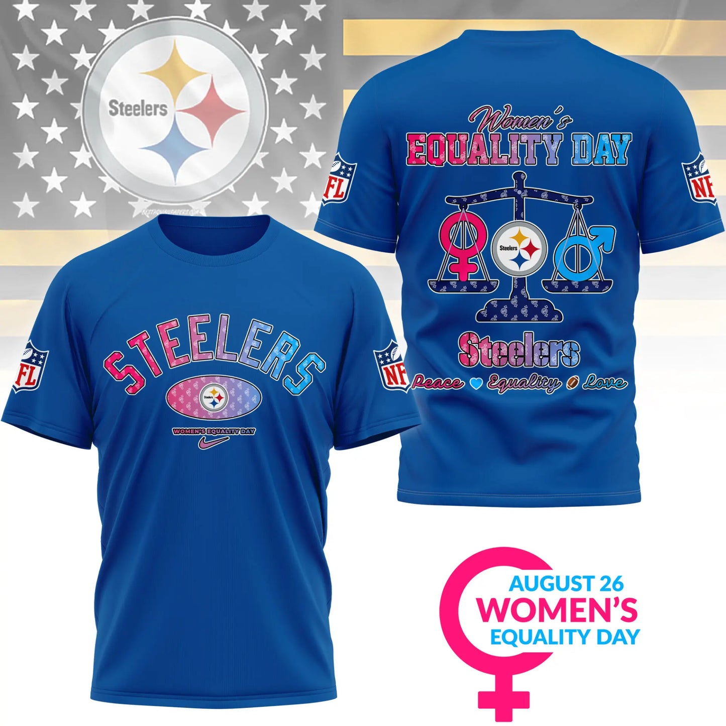 Pittsburgh Steelers | Premium Women’s Equality Day 3D Shirt NY – HuddleStyle.com - Image 5