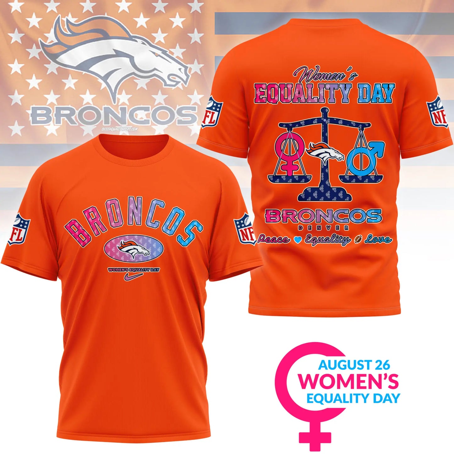 Denver Broncos | Premium Women’s Equality Day 3D Shirt NY – HuddleStyle.com - Image 5