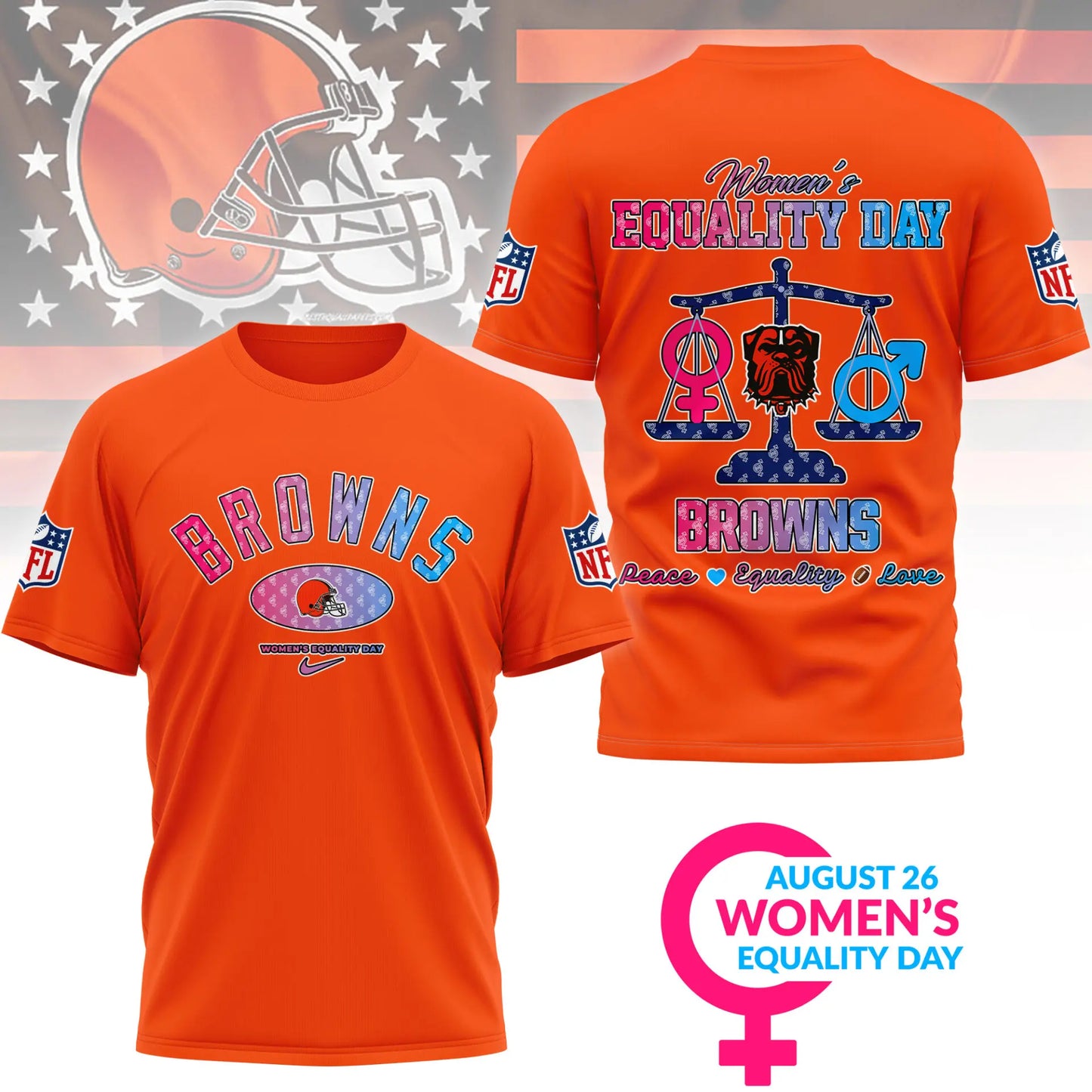 Cleveland Browns | Premium Women’s Equality Day 3D Shirt NY – HuddleStyle.com - Image 5